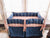 Red Gingham and Blue Linen | Tailored Crib Bedding Set