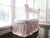 White and Baby Pink | Scalloped Crib Rail Cover Set + Large Crib Bows